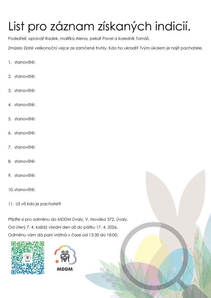 Velikonoční detektivní hra aneb kdo ukradl TO vejce!!!